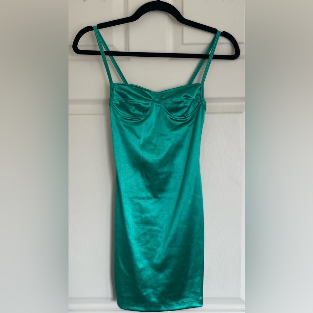 Green Satin Mini Dress